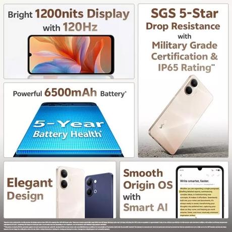 Vivo Y05 64 GB, 4 GB RAM, Champagne Gold, Mobile Phone-1