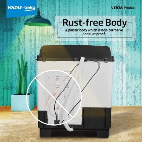 Voltas Beko 9 kg Semi Automatic, Special Pulsator Wash, Dual Waterfall, 2 Cassette filter, Grey, 5 Star (WTT90UCAGRS)-3