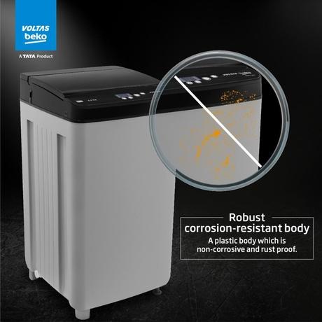 Voltas Beko 6.5 kg Top Load, 700 RPM, Double Water Fall, 4 Wash Program, Wing Pulsator, Lint Filter, Grey, 5 Star (WTL6504UEA)-8