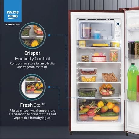 Voltas Beko DC 183L 4S Direct Cool Refrigerator (RDC215CA, Fairy Flower Wine)-2