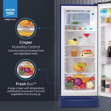 Voltas Beko 183L 5 Star Direct Cool Single Door Refrigerator, (RDC215V/5W0BBE0M0B00GO, Bonita Blue)-5