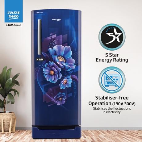 Voltas Beko 183L 5 Star Direct Cool Single Door Refrigerator, (RDC215V/5W0BBE0M0B00GO, Bonita Blue)-8