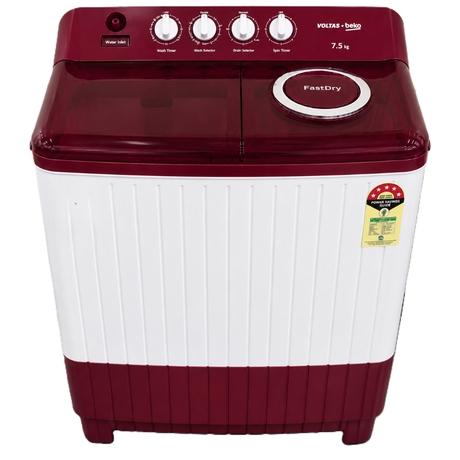 Voltas Beko 7.5 Kg Top Load Semi-Automatic Washing Machine, OK4R0R0W03E, Burgundy-0