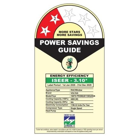 Voltas Window AC Fixed Speed 182FS Prism, Fixed Speed, 2 Star, 1.5 Ton , Hydrolic Gold Fins, Anti Dust Filter,Copper Condenser-1