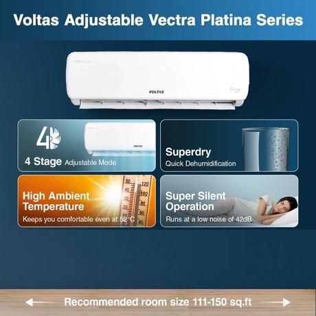 Voltas 1.5 Ton 3 Star 4-in-1 Convertible Inverter Split AC, 183V Vectra Magnum (100 percent Copper, Turbo tech, Dual temp display, Anti-Fungal, 2023 launch)-3