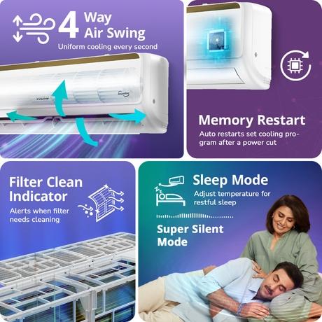 Voltas 1 Ton 3 Star Inverter Split Air Conditioner, Vertis Regal Magnum-16