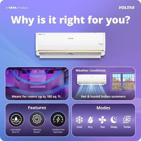 Voltas 1.5 Ton 3 Star Inverter Split Air Conditioner, Vertis Regent Magnum-9