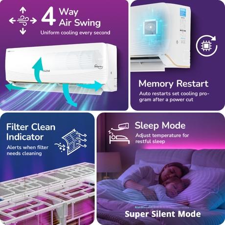 Voltas 1.5 Ton 3 Star Inverter Split Air Conditioner, Vertis Ai Zest Gold-16