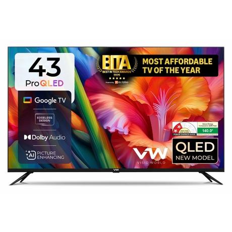 VW 108 cm (43 inches), Pro Series 4K Ultra HD Smart QLED Google TV, Black, VW43GQ1-0
