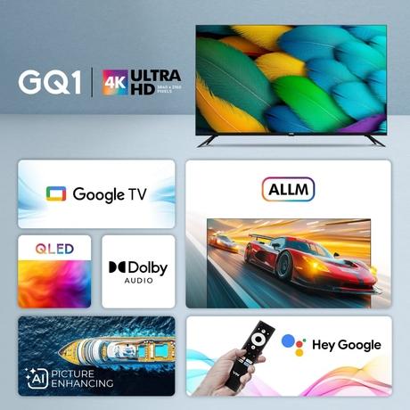 VW 127 cm (50 inches), Pro Series 4K Ultra HD Smart QLED Google TV, Black, VW50GQ1-4