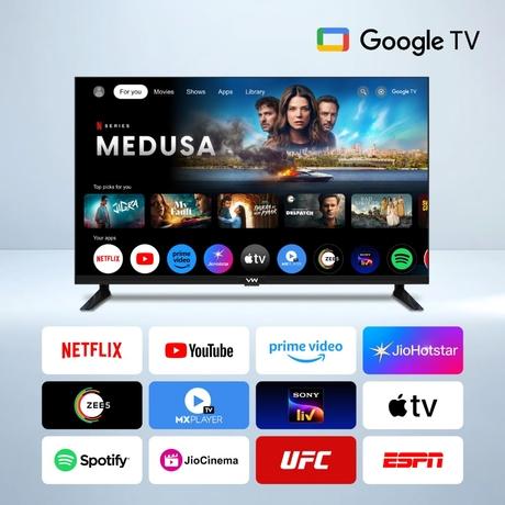 VW 80 cm (32 inches), Pro Series HD Ready Smart QLED Google TV, Black, VW32GQ1-1