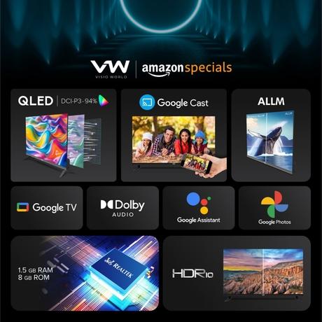 VW 80 cm (32 inches), Pro Series HD Ready Smart QLED Google TV, Black, VW32GQ1-3