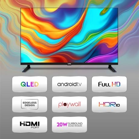 VW 101 cm (40 inches), OptimaX Series Full HD Smart QLED Android TV, Black, VW40AQ1-1