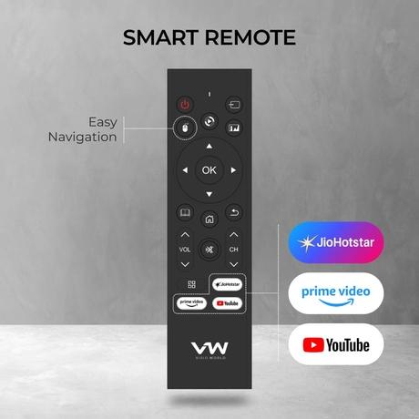 VW 109 cm (43 inches), OptimaX Series Full HD Smart QLED Android TV, Black, VW43AQ1-3