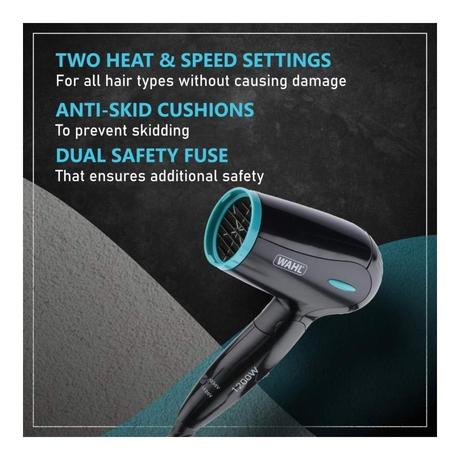 Wahl 1200 Watts Hair Dryer, 2 Heat Settings, Ultra Portable, WCHD4-1124, Black-2
