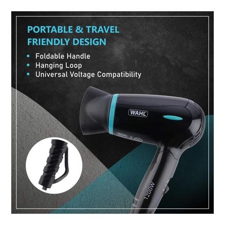 Wahl 1200 Watts Hair Dryer, 2 Heat Settings, Ultra Portable, WCHD4-1124, Black-3
