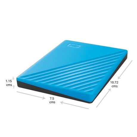 Western Digital 2 TB My Passport External Portable Hard Disk Drive (HDD), USB 3.0, Blue, WDBYVG0010BBK-1