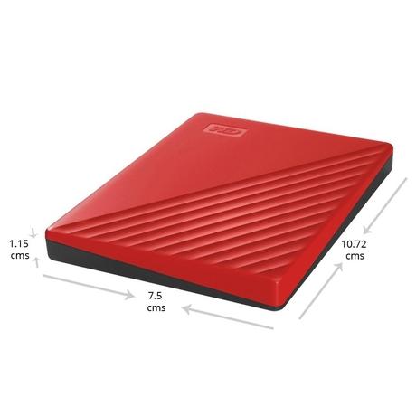Western Digital 2 TB My Passport External Portable Hard Disk Drive (HDD), USB 3.0, Red, WDBYVG0020BRD-1