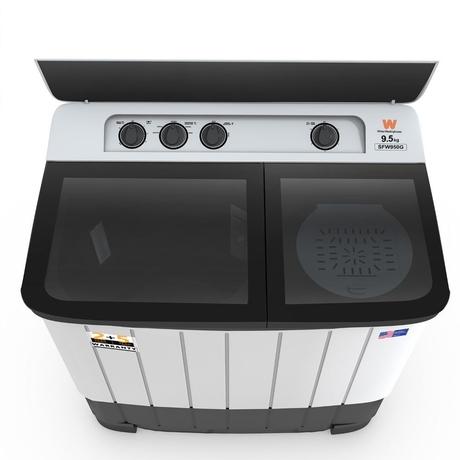 White Westinghouse 9.5 kg Semi-Automatic Top Load Washing Machine, SFW950G, White and Black-3