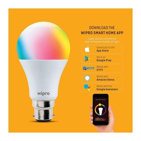 Wipro Garnet 9 Watts B22 NS9001 Smart Light (with 16 million color, Alexa And Google Assistant Supported)-3