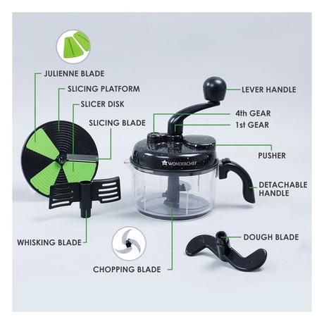 Wonderchef Turbo Food Processor, Dual Speed, Non-Slip Base, Black-10