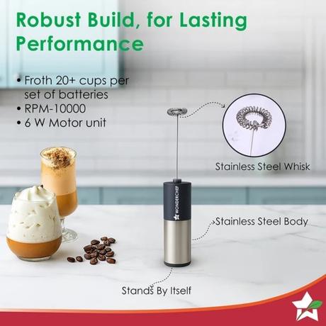Wonderchef Regalia Milk Frother and Whisk, Silver-8