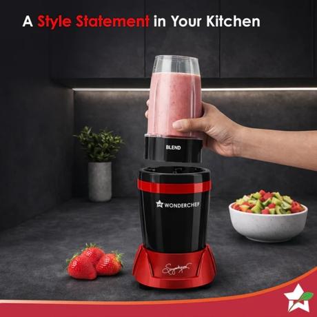 Wonderchef Nutriblend 750 W 2 Jar Turbo Juicers, Red and Black-4