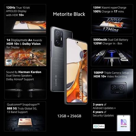 Buy Xiaomi 11T Pro 5G 5G 256 GB, 8 GB RAM, Meteorite Black, Mobile