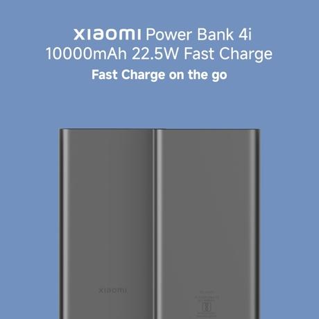 Xiaomi 4i 10000 mAh Power Bank, 22.5 W & 2 Way Fast Charging, 1 Type C Input & Output Port, 2 USB-A Ports, 3 Device Charging, Li-Ion Battery, 12-Layer Safety, Overheat, Short-Circuit, Overcharge & Overdischarge Protection, Classic Black, PB100DPD-IN-5