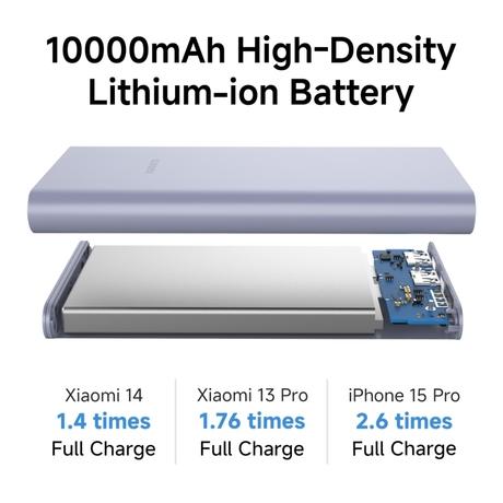 Xiaomi 4i 10000 mAh Power Bank, 22.5 W & 2 Way Fast Charging, 1 Type C Input & Output Port, 2 USB-A Ports, 3 Device Charging, Li-Ion Battery, 12-Layer Safety, Overheat, Short-Circuit, Overcharge & Overdischarge Protection, Coral Purple, PB100DPD-IN-3