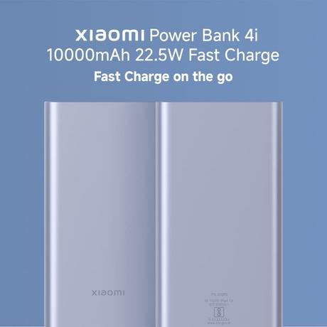 Xiaomi 4i 10000 mAh Power Bank, 22.5 W & 2 Way Fast Charging, 1 Type C Input & Output Port, 2 USB-A Ports, 3 Device Charging, Li-Ion Battery, 12-Layer Safety, Overheat, Short-Circuit, Overcharge & Overdischarge Protection, Coral Purple, PB100DPD-IN-5