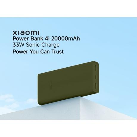 Xiaomi Power Bank 20000 mAh 4i, 33 W Sonic Charge, 2 USB-A & 1 Type-C Port, 3 Device Charging, 2-Way Fast Charging, Low Power Discharge Mode, 12-Layers Safety, Overheat, Over Current, Short-Circuit, Overcharge & Overdischarge Protection, Green-1