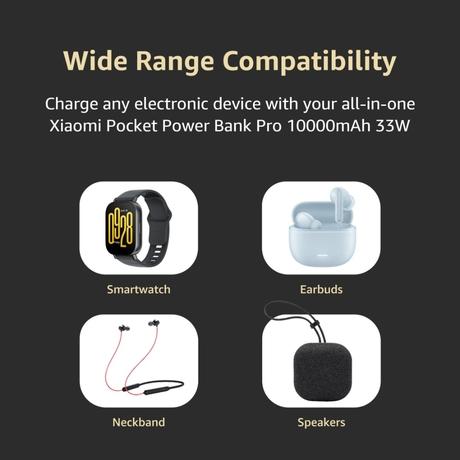 Xiaomi Sonic Charge 10000 mAh 33 W Pocket Power Bank Pro, Black-9