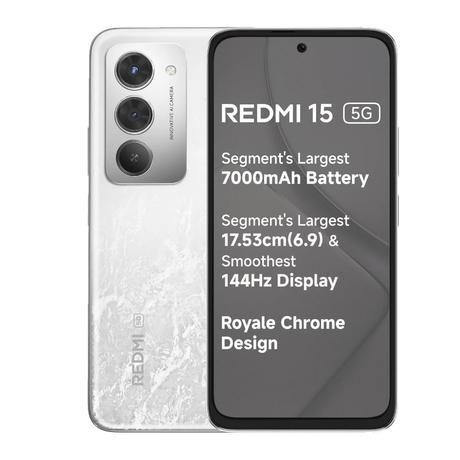 Redmi 15 5G 128 GB, 6 GB RAM, Frosted White, Mobile Phone-0