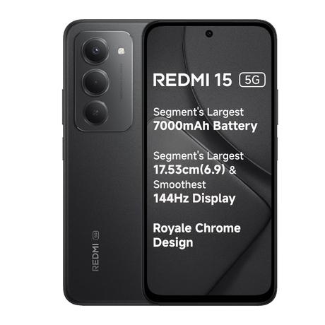 Redmi 15 5G 256 GB, 8 GB RAM, Midnight Black, Mobile Phone-0