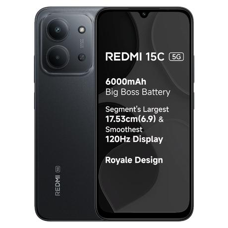 Redmi 15C 5G 128 GB, 6 GB RAM, Midnight Black, Mobile Phone-0