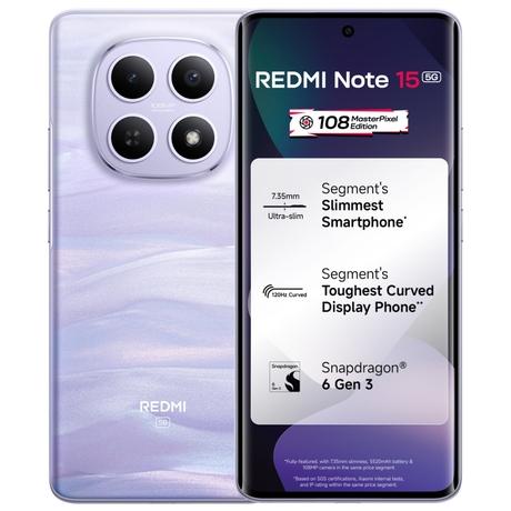 Redmi Note 15 5G 128 GB, 8 GB RAM, Mist Purple, Mobile Phone-0