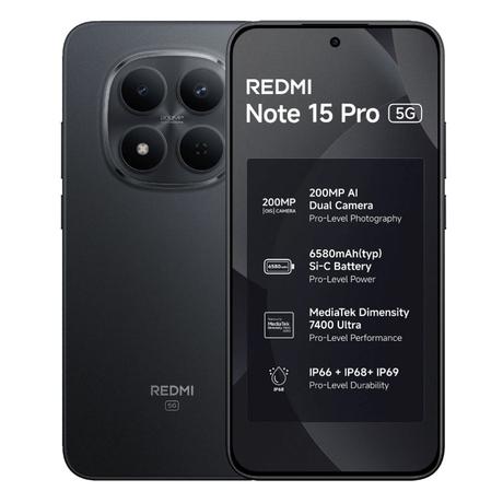 Redmi Note 15 Pro 5G 128 GB, 8 GB RAM, Carbon Black, Mobile Phone-0