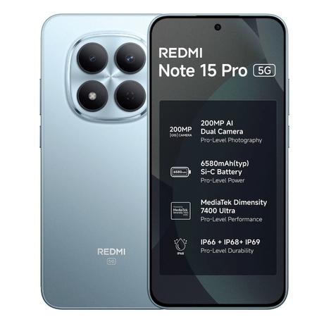 Redmi Note 15 Pro 5G 256 GB, 8 GB RAM, Mirage Blue, Mobile Phone-0