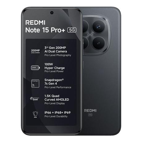 Redmi Note 15 Pro+ 5G 256 GB, 12 GB RAM, Carbon Black, Mobile Phone-0