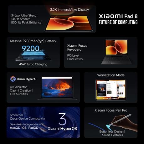 Xiaomi Pad 8 28.44 cm (11.2 inch) Creator's Edition Wi-Fi Tablet, 12 GB RAM, 256 GB, Graphite Grey, 75791, (Focus Pen Pro in Box)-8