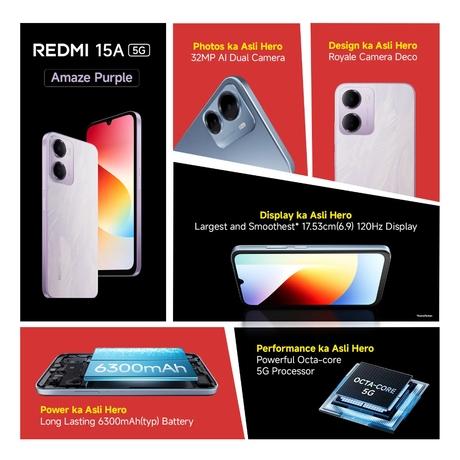 Redmi 15A 5G 128 GB, 6 GB RAM, Purple, Mobile Phone-2