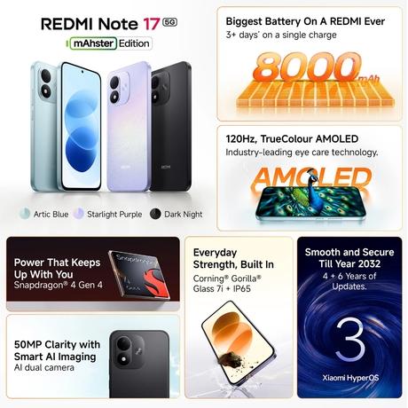 Redmi Note 17 5G 128 GB, 6 GB RAM, Arctic Blue, Mobile Phone-3