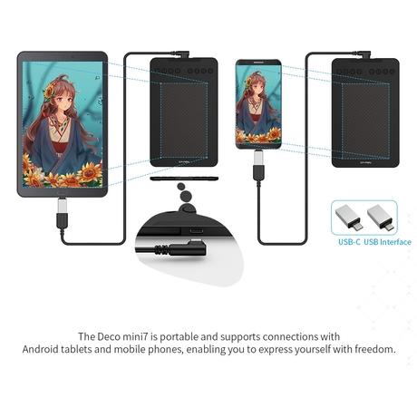 XP-Pen Deco Mini 7 Graphics Tablet with Battery-Free Passive Stylus & Support 8 Customizable Shortcut Keys-4