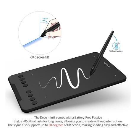 XP-Pen Deco Mini 7 Graphics Tablet with Battery-Free Passive Stylus & Support 8 Customizable Shortcut Keys-6