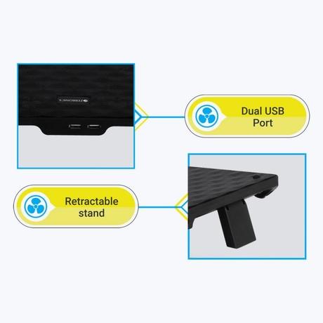 ZEBRONICS Zeb-NC3300 Laptop Cooling Pad with Dual USB Port, Dual 120 mm Fans, Blue LED-5