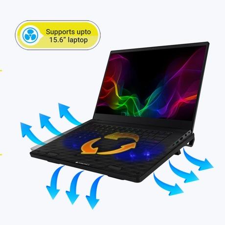 ZEBRONICS Zeb-NC3300 Laptop Cooling Pad with Dual USB Port, Dual 120 mm Fans, Blue LED-6