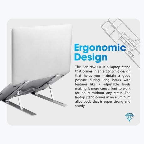 Zebronics A31-NS2000 Laptop Stand with 7 Adjustable Levels for Up to 43.8 cm (17 inch) Laptop-1