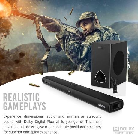 Zebronics Zeb-Juke Bar 9001 Pro Dolby 120 Watts Multimedia soundbar with subwoofer Supporting Bluetooth, HDMI(ARC), Optical Input, AUX,USB-4