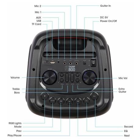 Zebronics Thump 800 Trolley Speaker with RGB Lights, Black, 70 Watts-7